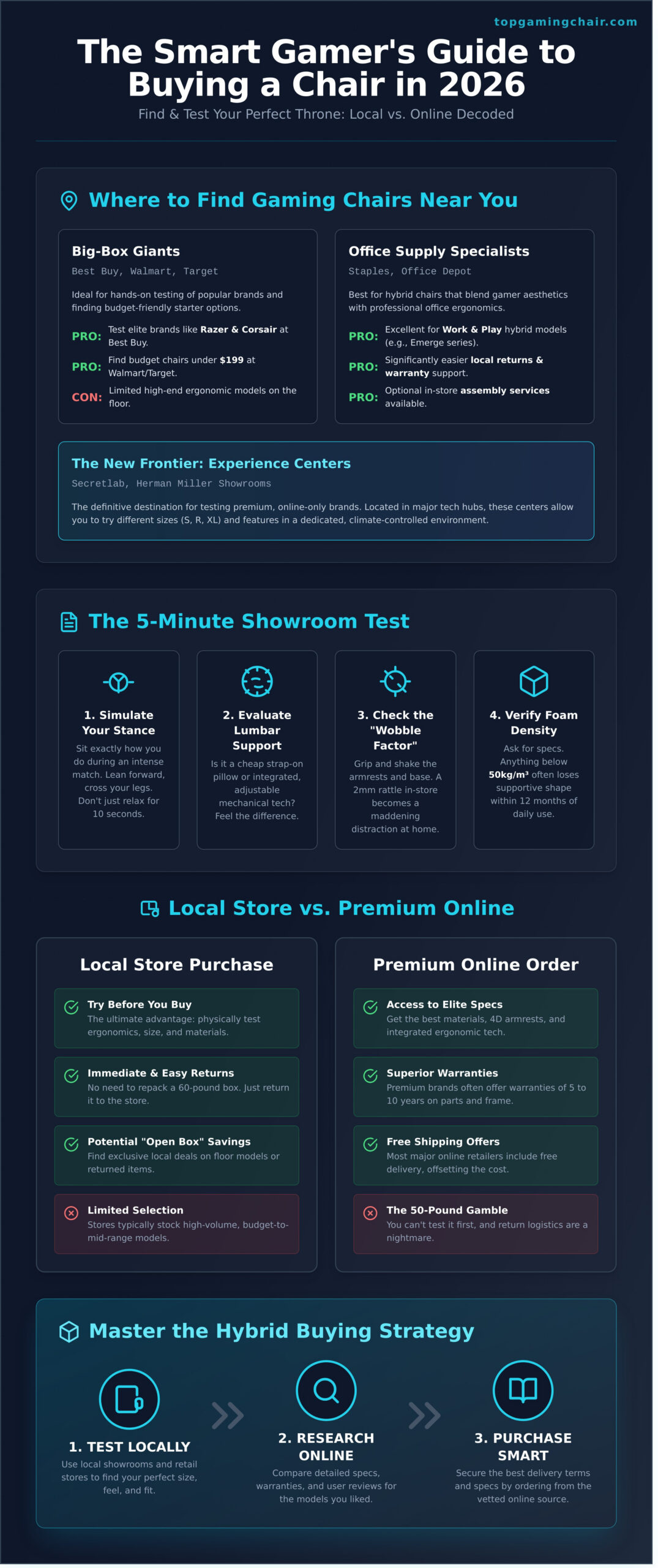Gaming Chairs Near Me: The Best Local Stores vs. Vetted Online Picks (2026) - Infographic
