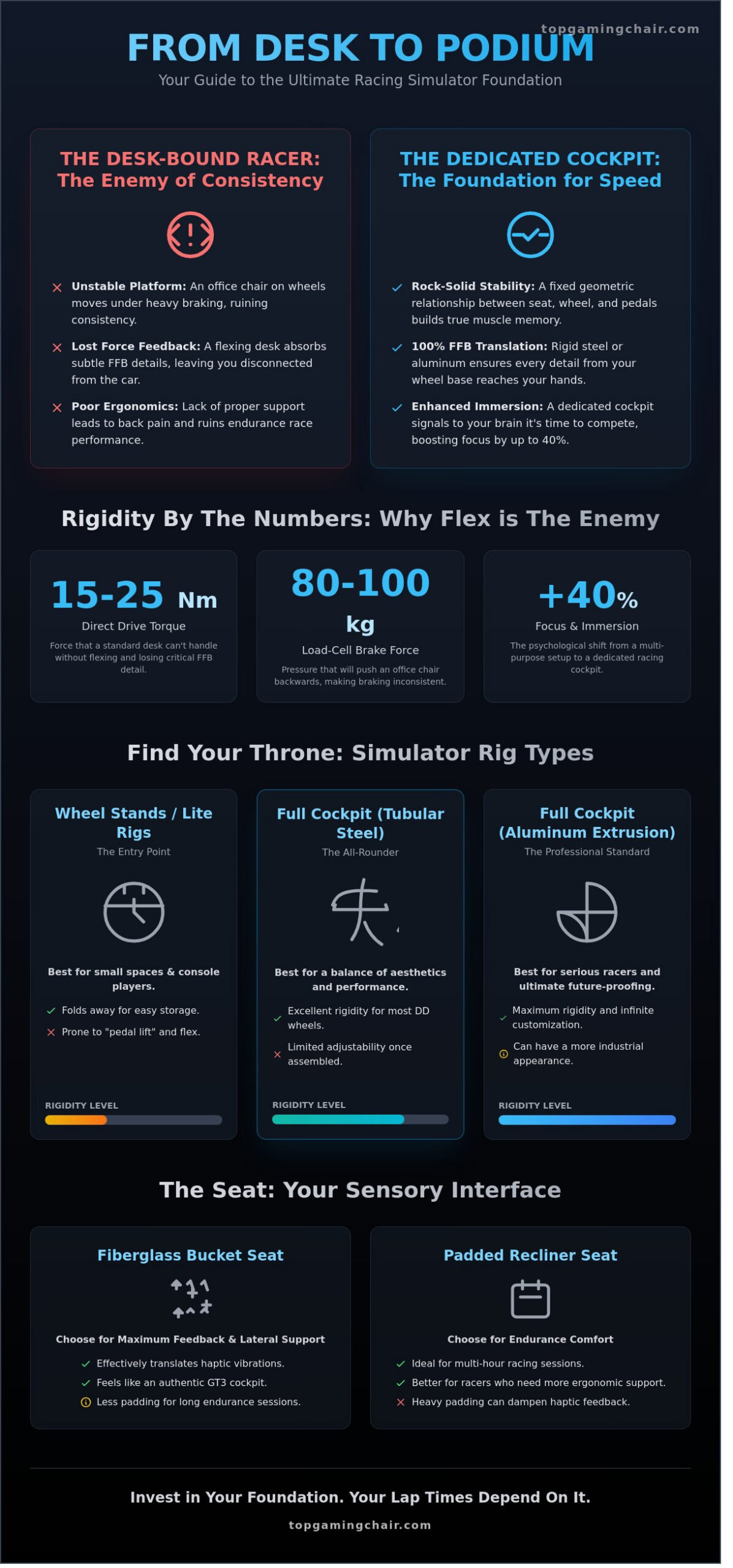 Racing Seat Simulator Guide 2026: Build Your Ultimate Sim Rig - Infographic