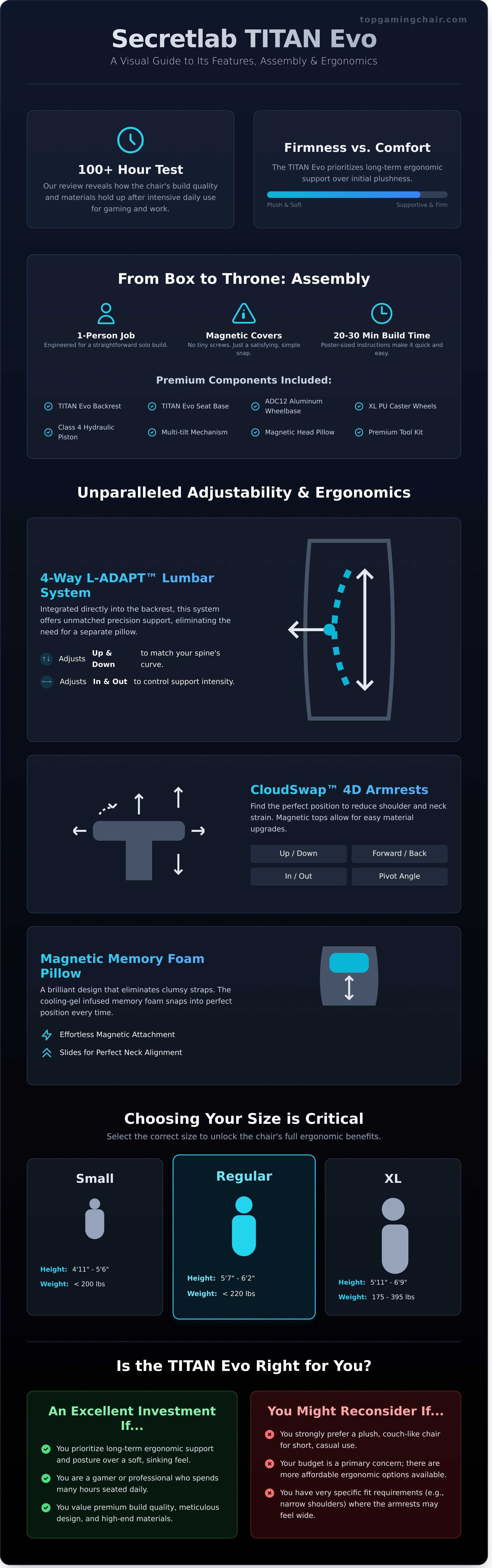 Secretlab Titan Evo Review: The Definitive Verdict After 100+ Hours - Infographic