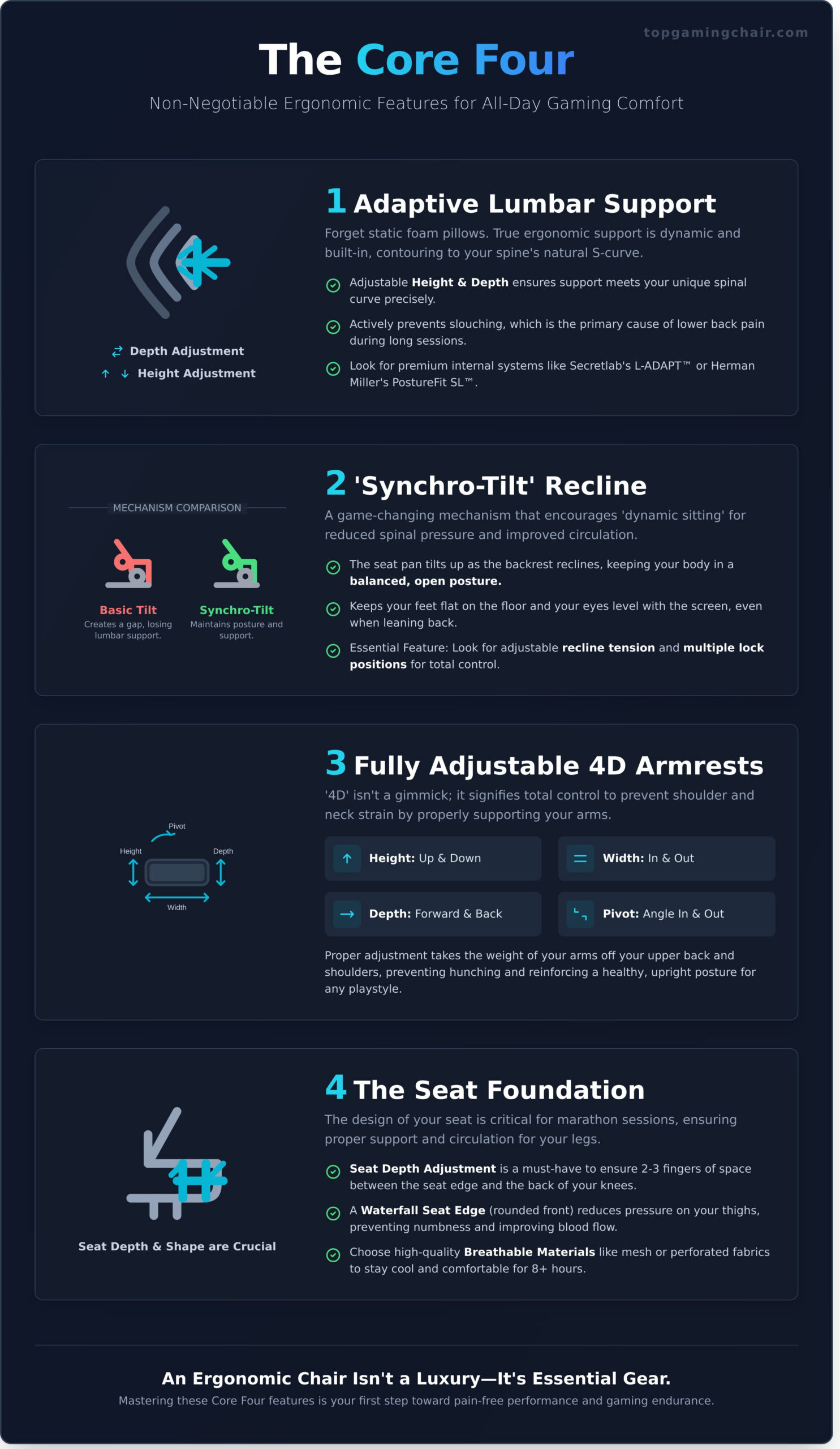 The Ultimate Guide to Ergonomic Gaming Chairs for Long Hours - Infographic